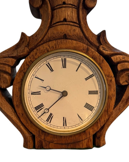 Elegant Vintage Mid Century Solid Wood Brown Wooden Mantle desk Clock BTY
