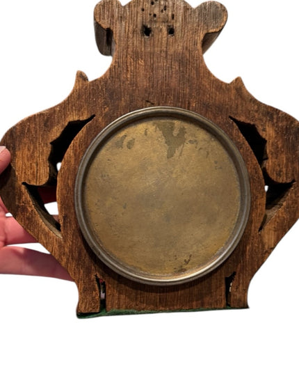 Elegant Vintage Mid Century Solid Wood Brown Wooden Mantle desk Clock BTY