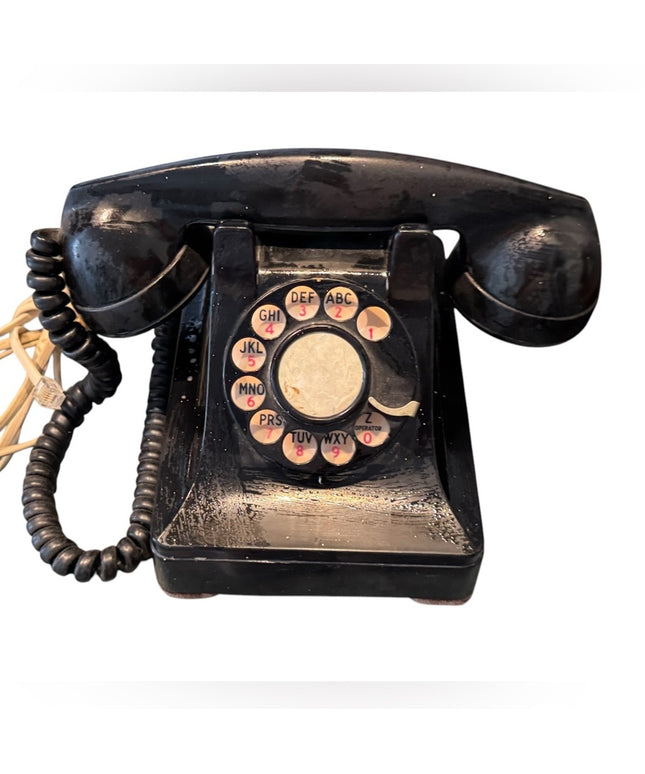 Vintage Black Rotary Dial Telephone Vintage Bell System Western Electric Desk