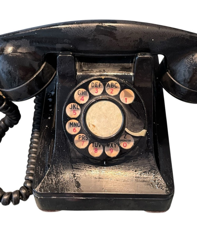 Vintage Black Rotary Dial Telephone Vintage Bell System Western Electric Desk
