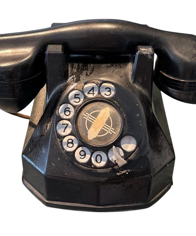 Vintage Black Rotary Dial Telephone 1930s Cool decor!