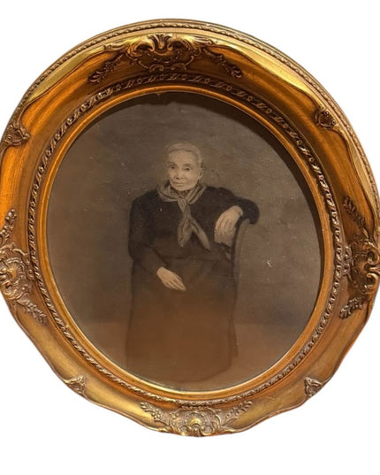Antique Oval Framed Gold Gilt Ornate Framed Antique Elder lady Portrait