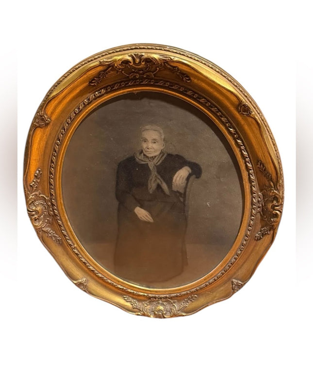Antique Oval Framed Gold Gilt Ornate Framed Antique Elder lady Portrait