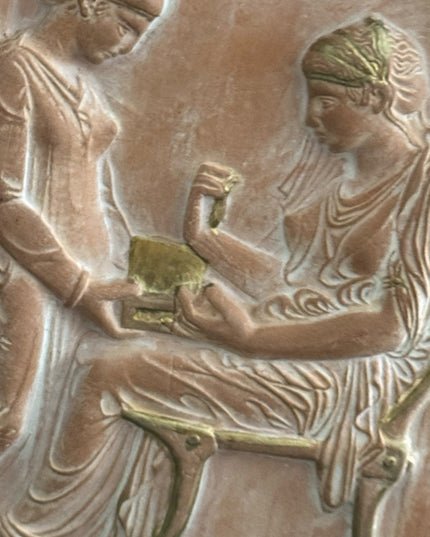 Vintage REPLICA  Handmade Terracotta Pottery Greek Relief Wall Plaque