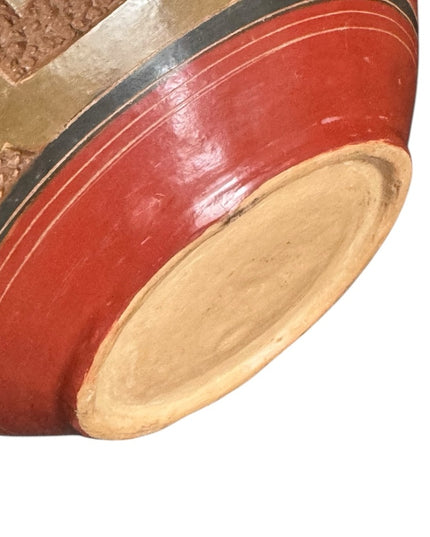 Vintage 1970s Handmade Pottery Large Terracotta Vase Aztec Mayan Design Mexico