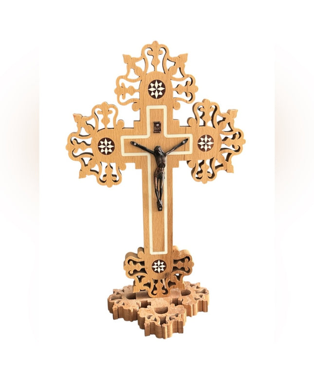 Vintage Hand made Egyptian Wooden Alter Cross Decor