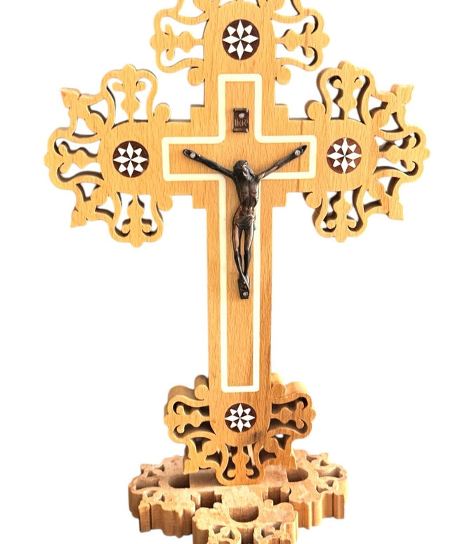Vintage Hand made Egyptian Wooden Alter Cross Decor