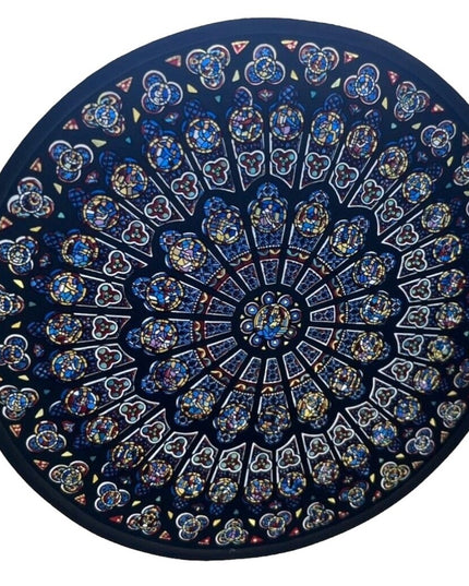 Stained art glass Round Glassmasters Notre dame rose window suncatcher Vintage