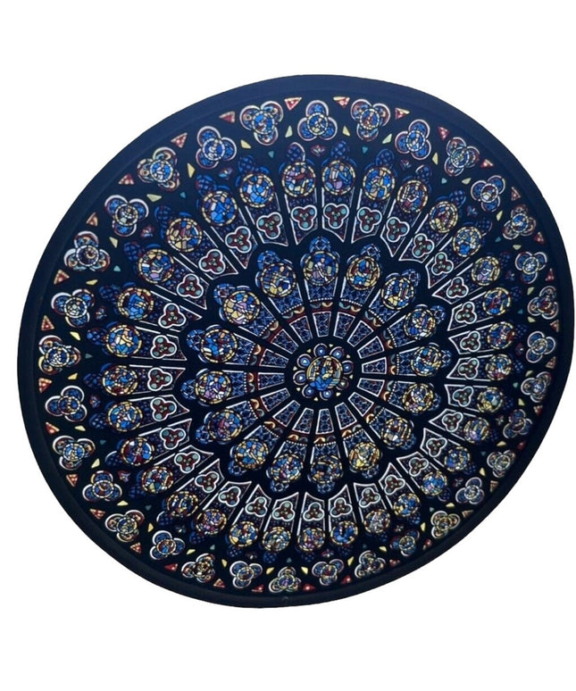 Stained art glass Round Glassmasters Notre dame rose window suncatcher Vintage