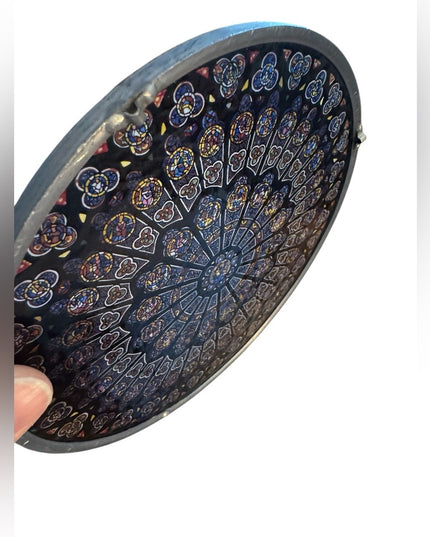 Stained art glass Round Glassmasters Notre dame rose window suncatcher Vintage