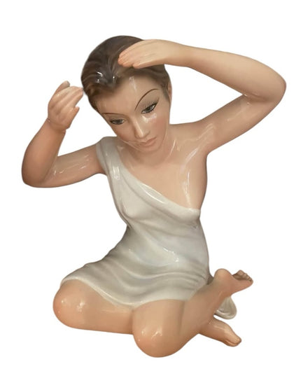 Vintage MCM Italian Porcelain woman statue figurine Favaro Cecchetto 1965 HUGE