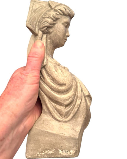 Vintage sold handmade plaster Cream Bust Sculpture lady hallmarked statue