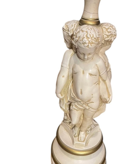 Vintage 3 Cherub Neoclassical Figurine Lamp Base plaster