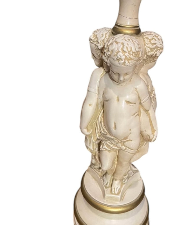 Vintage 3 Cherub Neoclassical Figurine Lamp Base plaster