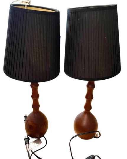 Set of 2 EQ3 Bedside Table Baton Lamps Wood black shades desk