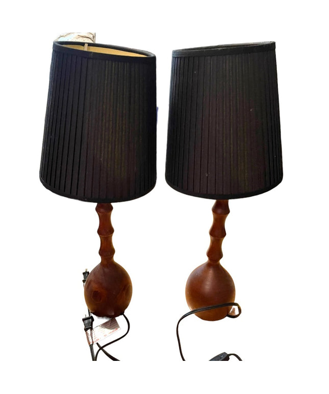 Set of 2 EQ3 Bedside Table Baton Lamps Wood black shades desk