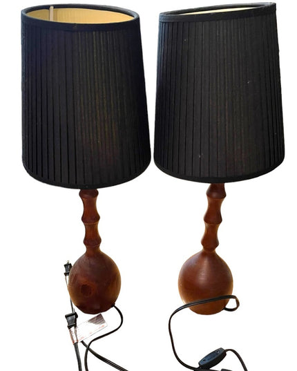 Set of 2 EQ3 Bedside Table Baton Lamps Wood black shades desk