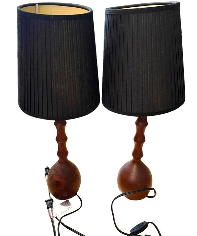 Set of 2 EQ3 Bedside Table Baton Lamps Wood black shades desk