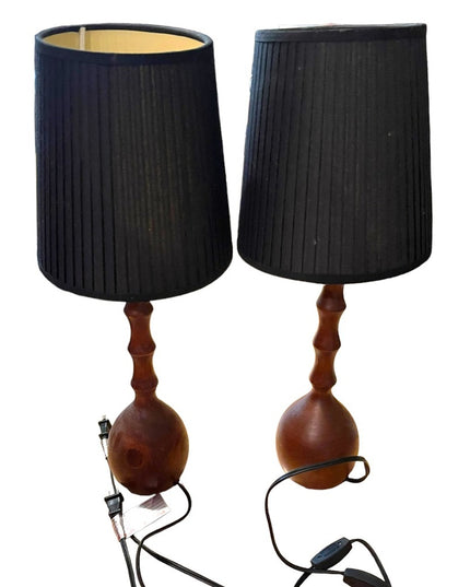 Set of 2 EQ3 Bedside Table Baton Lamps Wood black shades desk