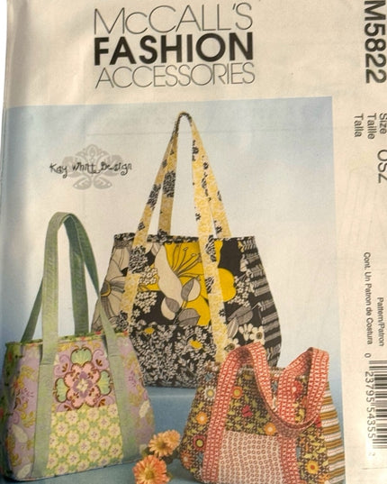 NEW UNCUT 7 pc Tote Bag Purse Sewing patterns LOT