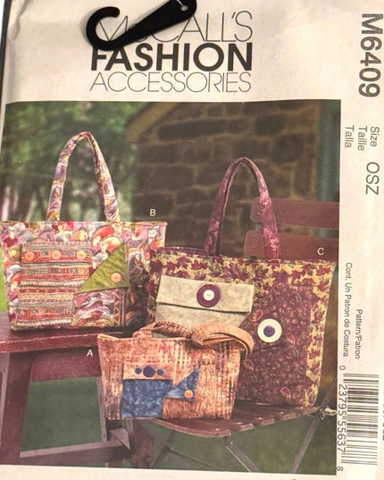 NEW UNCUT 7 pc Tote Bag Purse Sewing patterns LOT