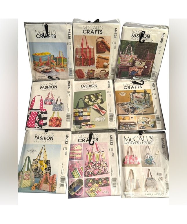 NEW UNCUT 9 Pcs Fashion Accessories Bag Tote purse Pattern Sewing LOT