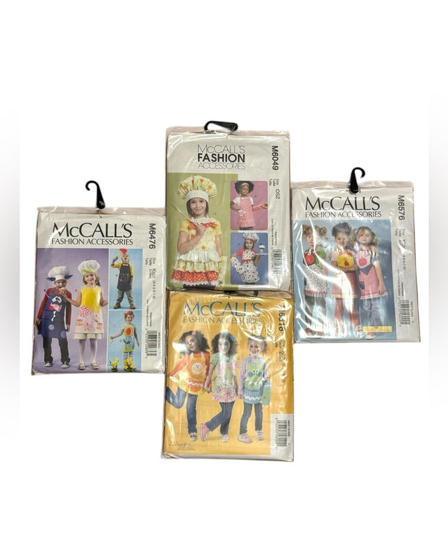 NEW UNCUT Childrens Sewing Pattern Apron LOT 4 pcs Kids
