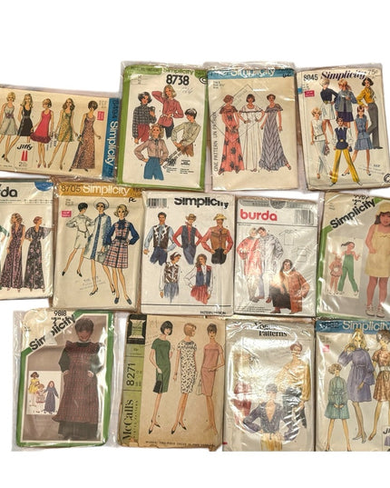 Vintage Sewing Pattern LOT Cut & Uncut Adult & Child 13 pcs