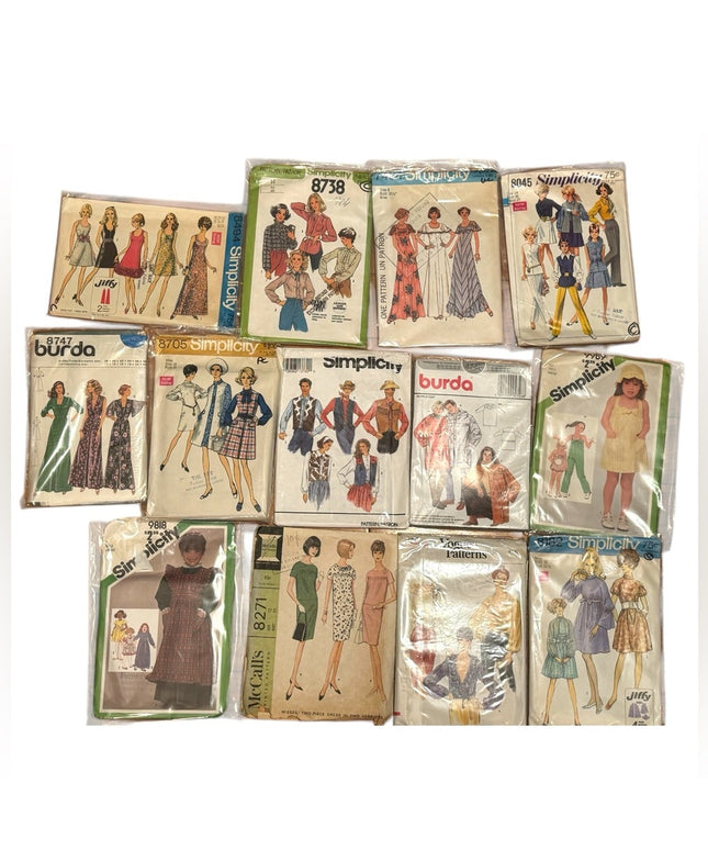 Vintage Sewing Pattern LOT Cut & Uncut Adult & Child 13 pcs