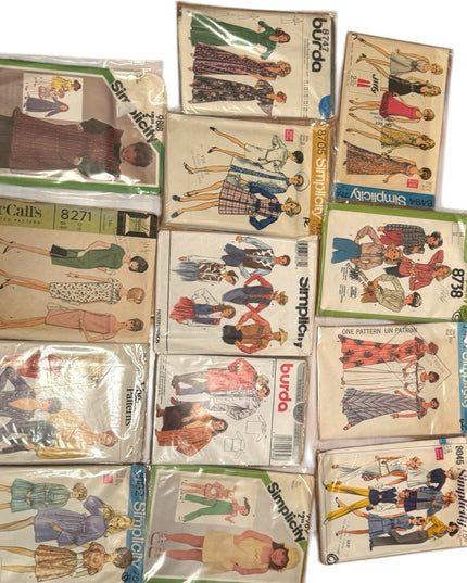 Vintage Sewing Pattern LOT Cut & Uncut Adult & Child 13 pcs