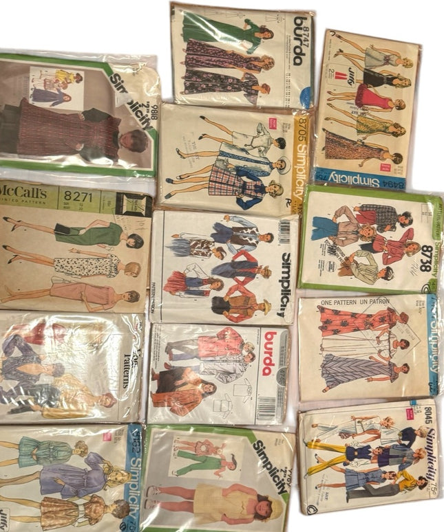 Vintage Sewing Pattern LOT Cut & Uncut Adult & Child 13 pcs