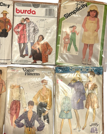 Vintage Sewing Pattern LOT Cut & Uncut Adult & Child 13 pcs