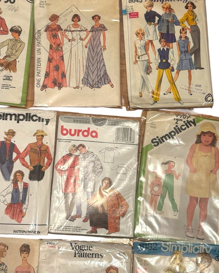 Vintage Sewing Pattern LOT Cut & Uncut Adult & Child 13 pcs