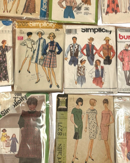 Vintage Sewing Pattern LOT Cut & Uncut Adult & Child 13 pcs