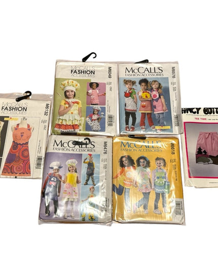 NEW UNCUT CHILD & ADULT Accessories Apron Sewing Pattern LOT 6 pcs