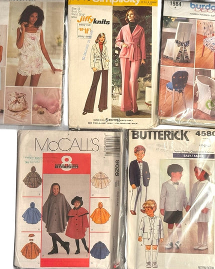 Vintage UNCUT NEW Sewing Pattern LOT 5 pcs Mixed Collection