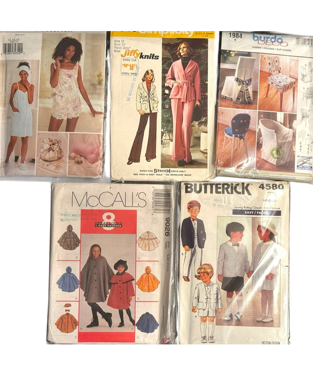 Vintage UNCUT NEW Sewing Pattern LOT 5 pcs Mixed Collection