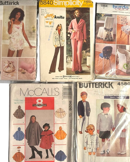 Vintage UNCUT NEW Sewing Pattern LOT 5 pcs Mixed Collection