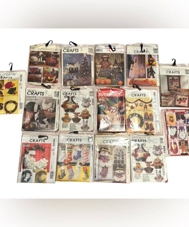 Vintage NEW UNCUT Assorted HOLIDAY craft sewing pattern LOT 15 pcs Christmas
