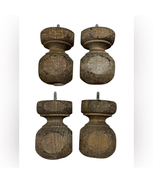 Rustic Brown Antique solid Wooden replacement furniture Legs Screw on