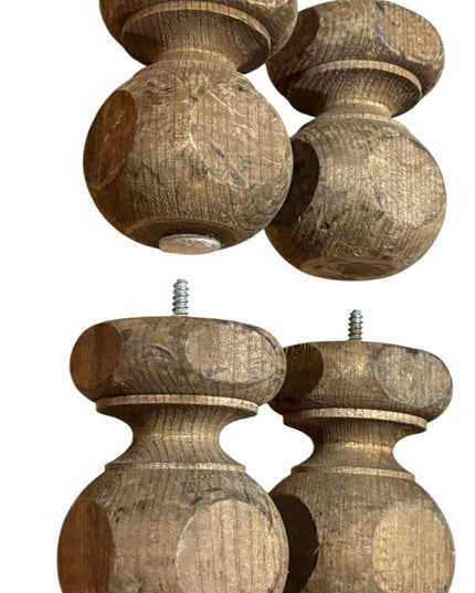 Rustic Brown Antique solid Wooden replacement furniture Legs Screw on