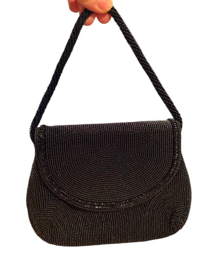 Elegant Vintage Black Walborg Beaded Women's mini wristlet purse bag