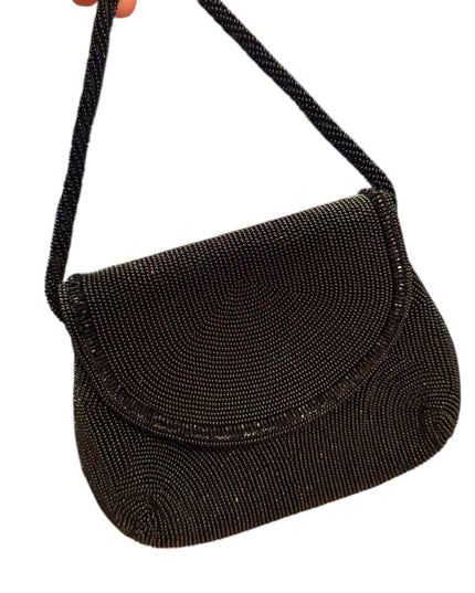 Elegant Vintage Black Walborg Beaded Women's mini wristlet purse bag