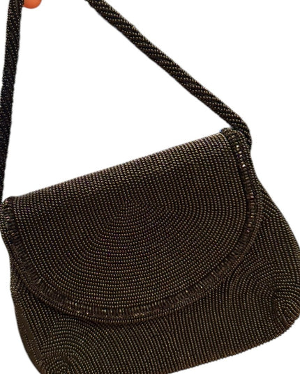 Elegant Vintage Black Walborg Beaded Women's mini wristlet purse bag