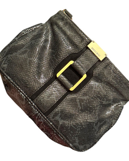 Jimmy Choo Black Snakeskin Leather Clutch