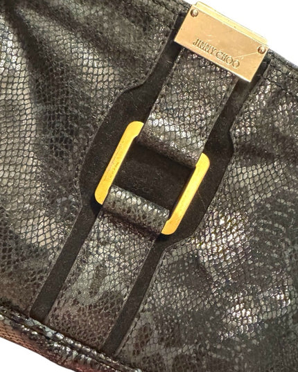 Jimmy Choo Black Snakeskin Leather Clutch