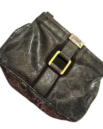 Jimmy Choo Black Snakeskin Leather Clutch