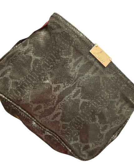 Jimmy Choo Black Snakeskin Leather Clutch