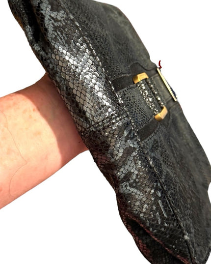 Jimmy Choo Black Snakeskin Leather Clutch