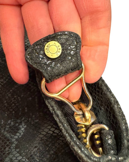 Jimmy Choo Black Snakeskin Leather Clutch